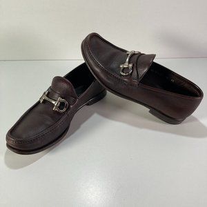 SALVATORE FERRAGAMO- SIZE 10 EE BROWN LEATHER HORSE BIT LOAFER SHOES